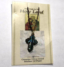 Load image into Gallery viewer, Olive Wood Plain Cross Pendant with Mother-of-Pearl - Small