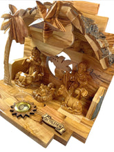 Load image into Gallery viewer, Olive Wood Musical Nativity Scene with incense from the holy land