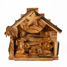 Load image into Gallery viewer, Olive Wood Musical Nativity Scene with incense from the holy land 2
