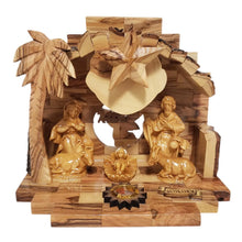Load image into Gallery viewer, Olive Wood Musical Nativity Scene with incense from the holy land