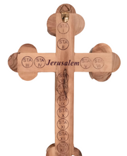 Load image into Gallery viewer, Olive Wood Cross with Mother Of Pearl