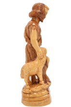Load image into Gallery viewer, Olive Wood David the Shepherd boy with Lamp Sculpture