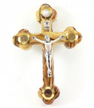 Load image into Gallery viewer, Olive Wood Wall Cross with Elements from Holy Land