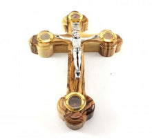 Load image into Gallery viewer, Olive Wood Wall Cross with Elements from Holy Land