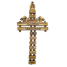 Load image into Gallery viewer, Olive Wood Cross With the Lord&#39;s Prayer Wall Cross – “Our Father” Prayer
