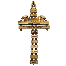 Load image into Gallery viewer, Olive Wood Cross With the Lord&#39;s Prayer Wall Cross – “Our Father” Prayer
