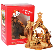 Load image into Gallery viewer, Olive Wood Small Nativity Scene - Ornament

