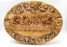Load image into Gallery viewer, Olive Wood Last Supper with Pictures of 14 Station
