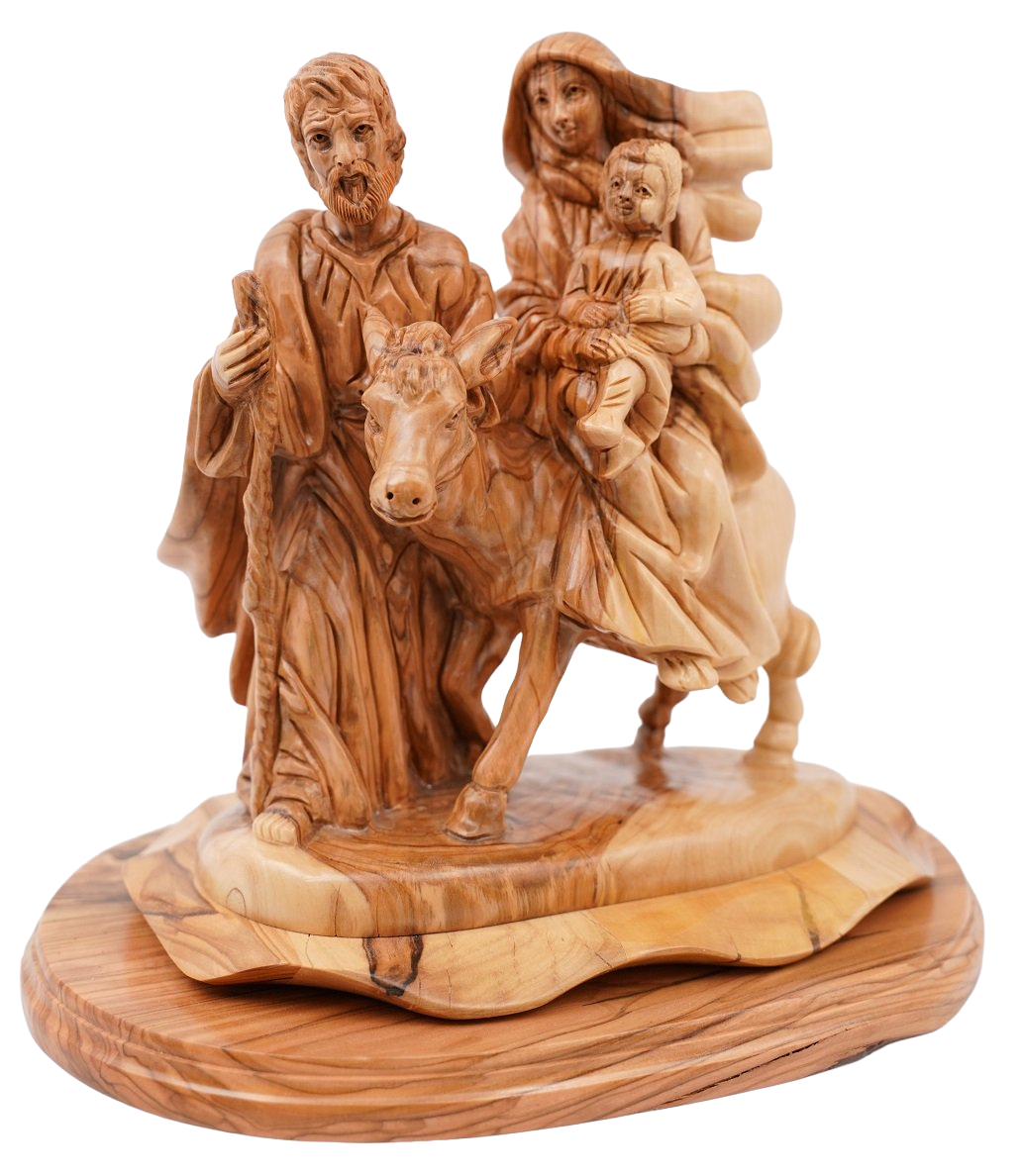 Olive wood Flight to Egypt statue holy land Bethlehem Jerusalem Israel