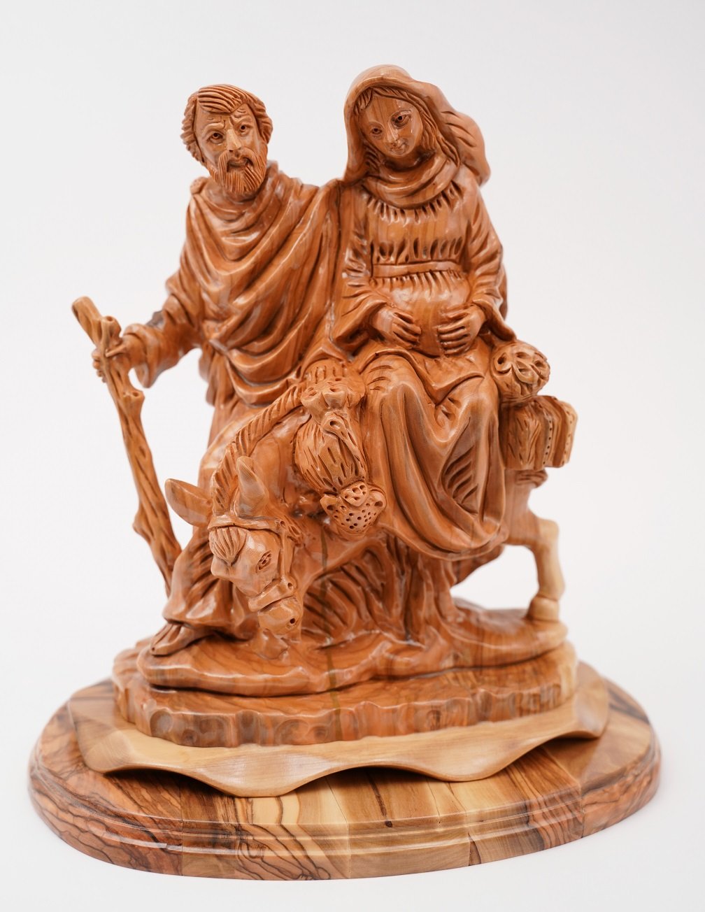 Olive wood Flight to Egypt statue holy land Bethlehem Jerusalem Israel