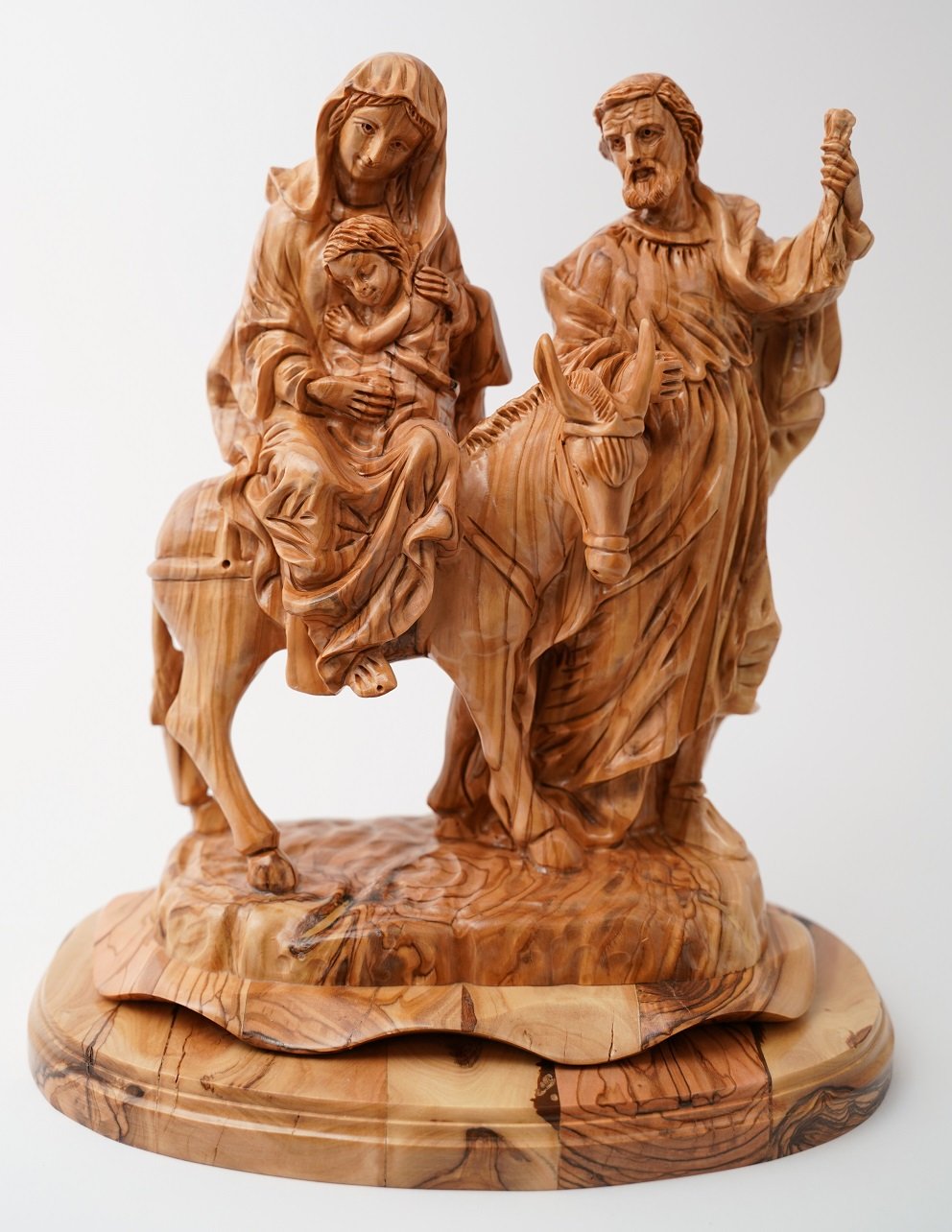 Olive wood Flight to Egypt statue holy land Bethlehem Jerusalem Israel