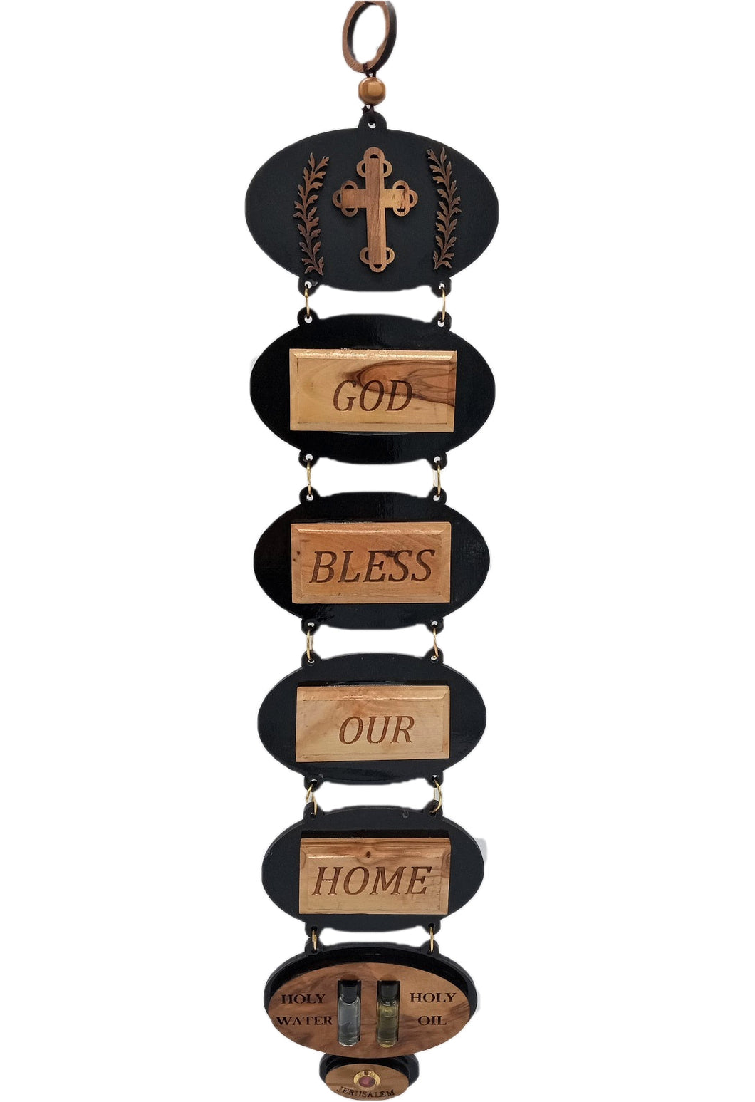 'God Bless Our Home' Olive Wood Hanging