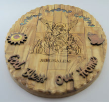 Load image into Gallery viewer, Olive wood wall plaque - St. Michael Scene
