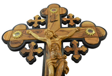 Load image into Gallery viewer, Olive Wood Crucifix With holy element from Bethlehem
