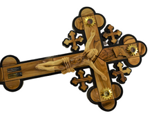 Load image into Gallery viewer, Olive Wood Crucifix With holy element from Bethlehem
