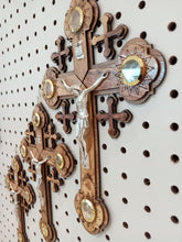 Load image into Gallery viewer, Hand made Olive Wood Cross With elements from holy land
