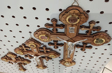 Load image into Gallery viewer, Hand made Olive Wood Cross With elements from holy land

