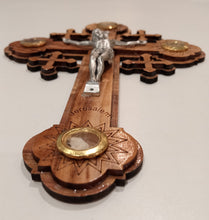Load image into Gallery viewer, Hand made Olive Wood Cross With elements from holy land
