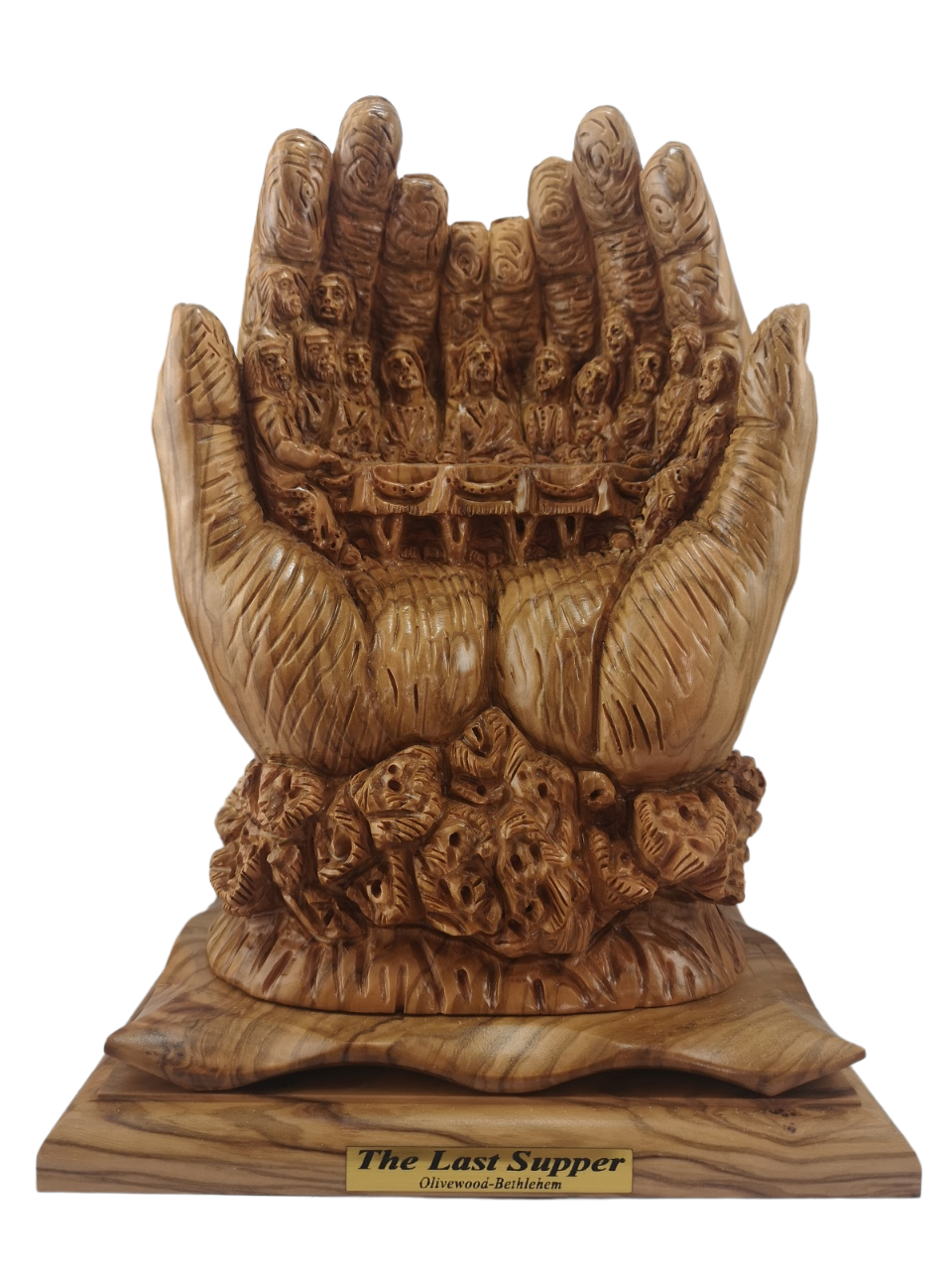 Olive Wood Last Supper Carved in Praying Hands
