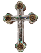 Load image into Gallery viewer, Olive Wood Cross with Mother Of Pearl
