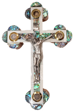 Load image into Gallery viewer, Olive Wood Cross with Mother Of Pearl

