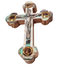 Load image into Gallery viewer, Olive Wood Cross with Mother Of Pearl
