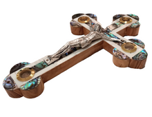 Load image into Gallery viewer, Olive Wood Cross with Mother Of Pearl
