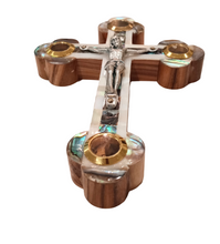 Load image into Gallery viewer, Olive Wood Cross with Mother Of Pearl
