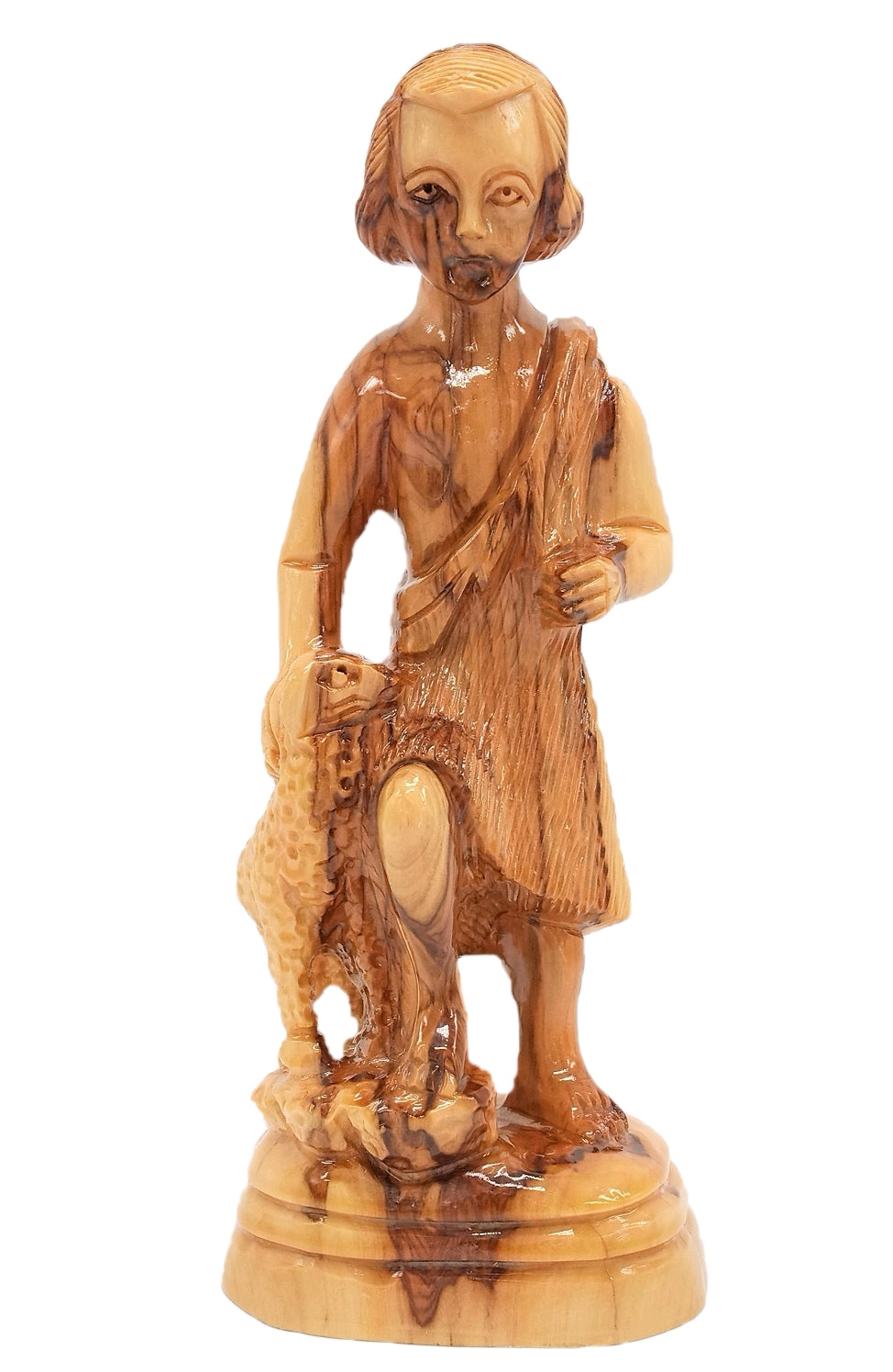 Olive Wood David the Shepherd boy with Lamp Sculpture