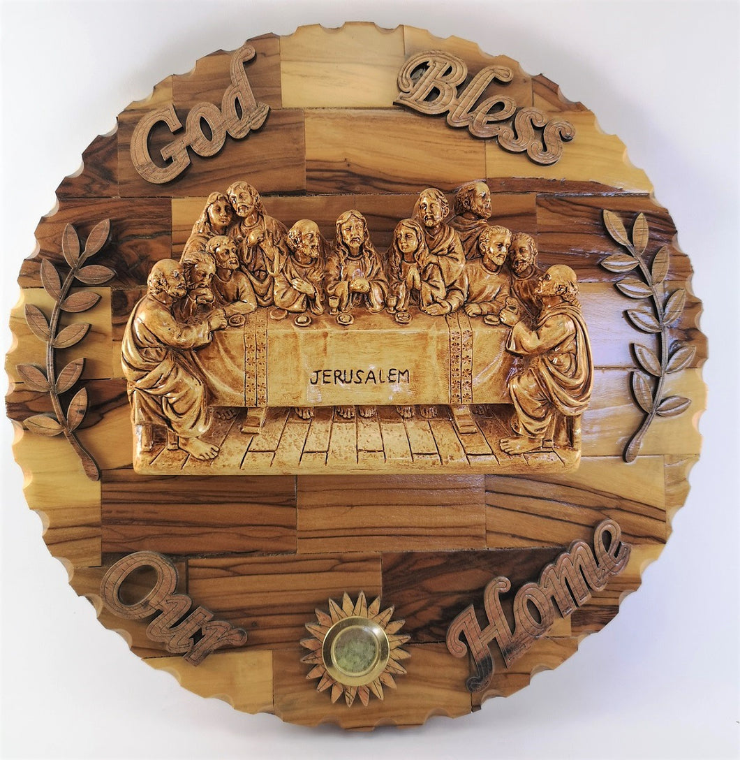 Olive wood last supper plaque holy land bethlehem