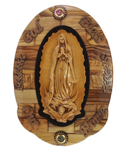 Load image into Gallery viewer, Olive wood Guadalupe wall plaque - Large
