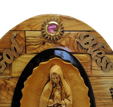 Load image into Gallery viewer, Olive wood Guadalupe wall plaque - Large
