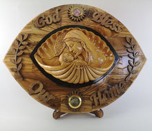 Load image into Gallery viewer, Virgin Mary olive wood wall plaque Bethlehem holy land handicrafts
