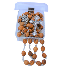 Load image into Gallery viewer, Olive Wood Rosary with Soil from Bethlehem
