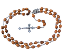 Load image into Gallery viewer, Olive Wood Rosary with Soil from Bethlehem
