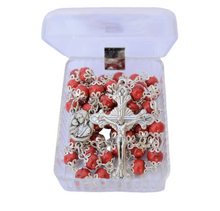 Load image into Gallery viewer, Red Stone Rosary with Holy Soil
