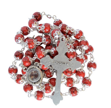Load image into Gallery viewer, Red Stone Rosary with Holy Soil
