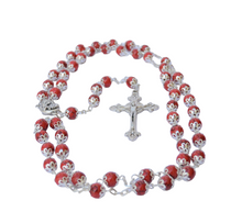 Load image into Gallery viewer, Red Stone Rosary with Holy Soil

