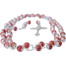 Load image into Gallery viewer, Red Stone Rosary with Holy Soil
