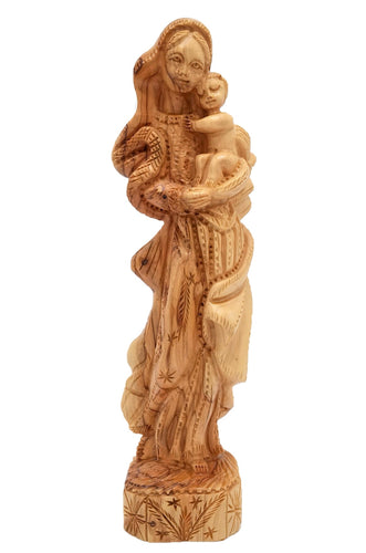 Olive wood Mother Mary Holding Baby Jesus