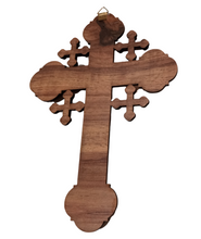 Load image into Gallery viewer, Hand made Olive Wood Cross With elements from holy land
